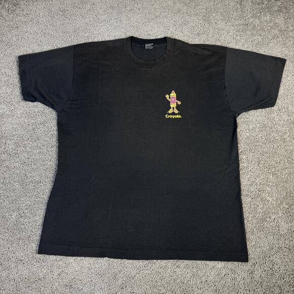 Fruit of the Loom Other - Vintage 90s Crayola Shirt Mens XL Black Crayon Graphic Crew Neck Single Stitch